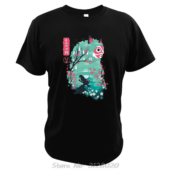 

princess mononoke t shirt swordsman wolfs manga tshirt for men japanese cartoon casual tees digital print t-shirt cotton, White;black