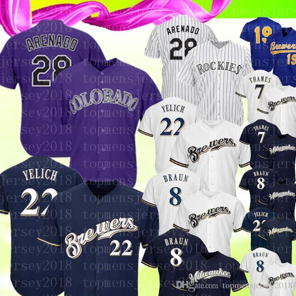 

Colorado 28 Nolan Arenado Rockies Jersey Milwaukee 22 Christian Yelich Brewers 8 Ryan Braun 7 Eric Thames hkhkhk