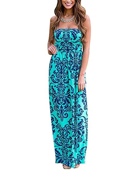 

yihuan women's strapless wrapped chest floral print party maxi dress, Black;gray