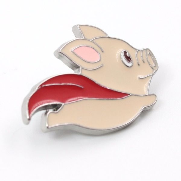 

cartoon animal pig brooch flying cloak pigs cute fun kawaii men women metal brooches fashion personalized jewelry accessories, Gray