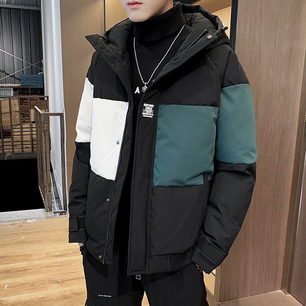 

mens winter parkas jackets mens fashion casual loose parkas jackets and coats thicken warm cotton warm hooded, Black