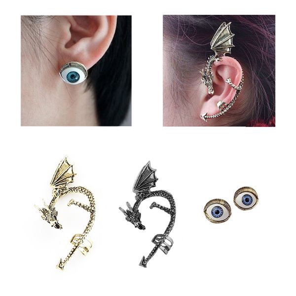 

fashion retro vintage gothic rock punk twine dragon shape ear cuff earring earrings for women men earrings zinc alloy, Silver