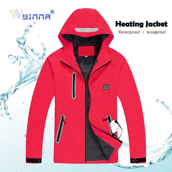 

women's heated jackets slim fit light weight winter warm heating coat thermal windbreak waterproof jacket temperature adjustable, Blue;black