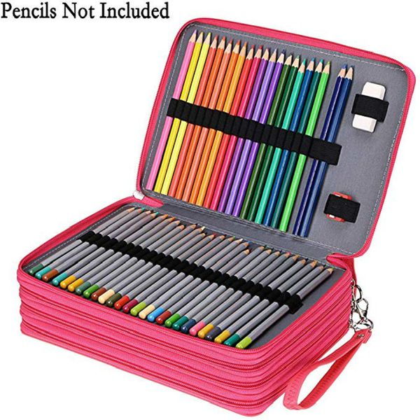 

200 holes school pencil case pu leather penal for girls boys pen box big cartridge bag large 4 layers pencilcase stationery kit