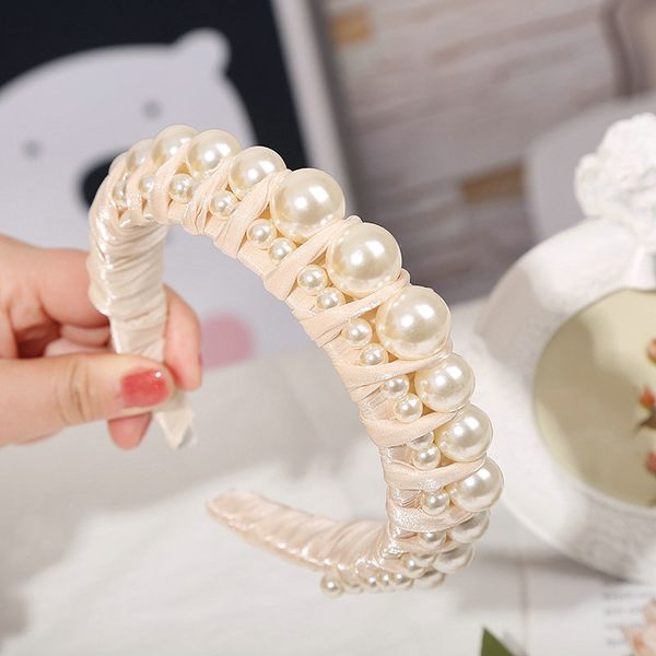 

curly hair style with headbands pearl lady temperament hairband bow hairband alice band cerchietto aliceband fadhv, Black;brown