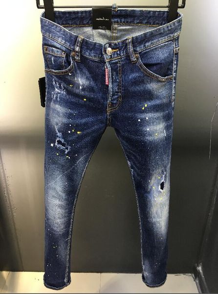 

2019 new designer long ripped young soft mens jeans soft quality fashion biker jeans for men can be recommended size, Blue
