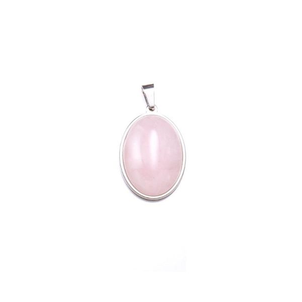

2020 natural stone pendant oval shape silver-plated agated pendant rose quartzs making for jewelry diy necklace gift for women, Bronze;silver