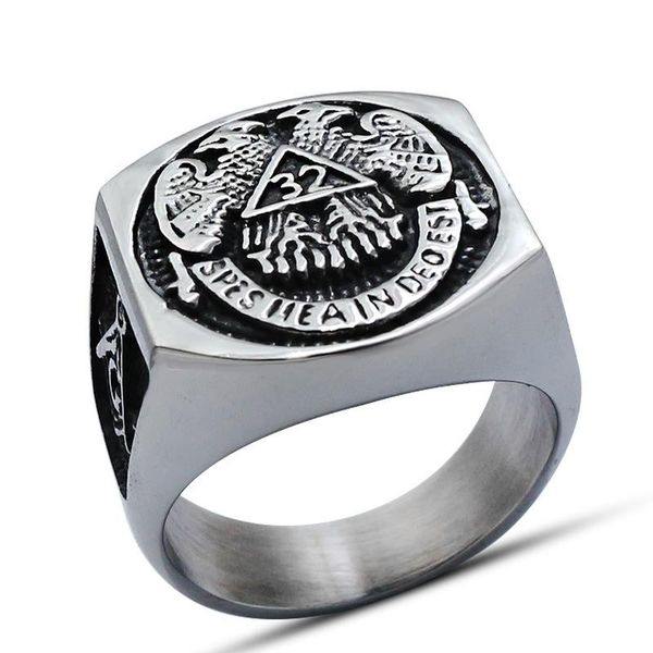 

cross border new men's ring stainless steel titanium steel double eagle ring personality domineering jewelry wholesale, Golden;silver