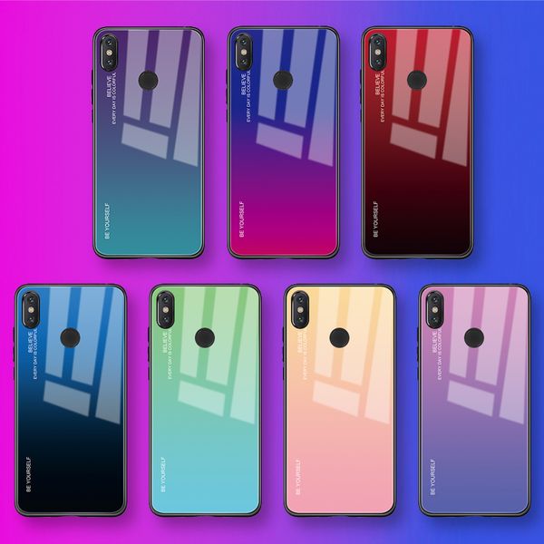 

gradient tempered glass phone case for redmi note 7 6 5 pro pocophone f1 anti-scratch back case cover for mi 9 8 6 mix 2 3