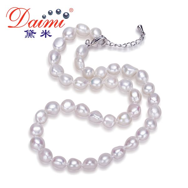 

daimi genuine baroque pearl necklace, trendy necklace for woman, new bijouterie fine jewelry 9-10 mm pearl choker necklace t190620, Silver