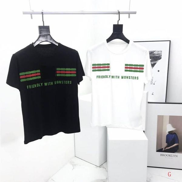 

fashion mens designer t shirts casual new arrival brand men & girl luxury t shirt casual summer embroidery letter tees couple lr200427, White;black