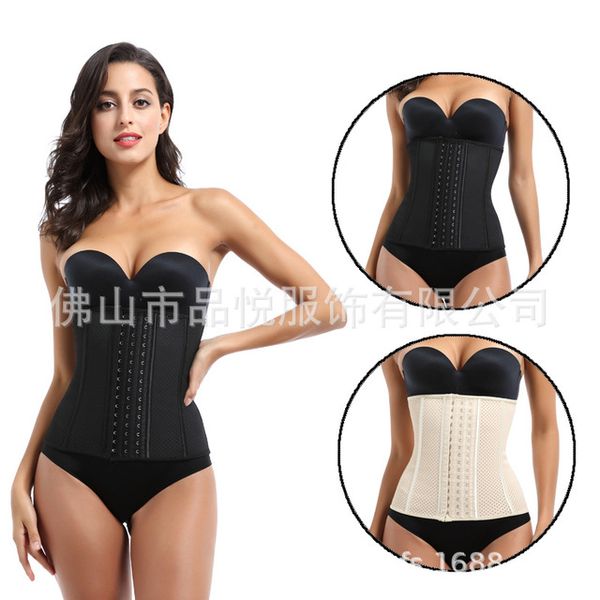 

mesh breathable 9 steel bone natural rubber bodysuit corset women sports fitness girdle abdomen rubber bodysuit waist trainer body shapewear