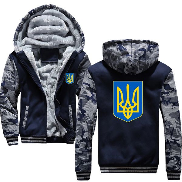 

arms of ukraine men 2019 new brand winter thick warm fleece zipper coat for mens sportwear tracksuit male hoodies, Black