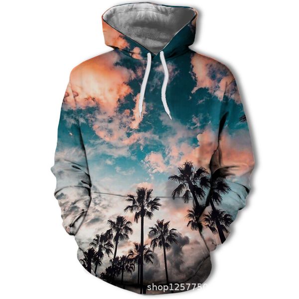 

mens designer landscape digital 3d printed t-shirt fashion brand sweater, Black