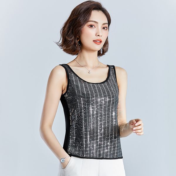 white sequin tank top plus size