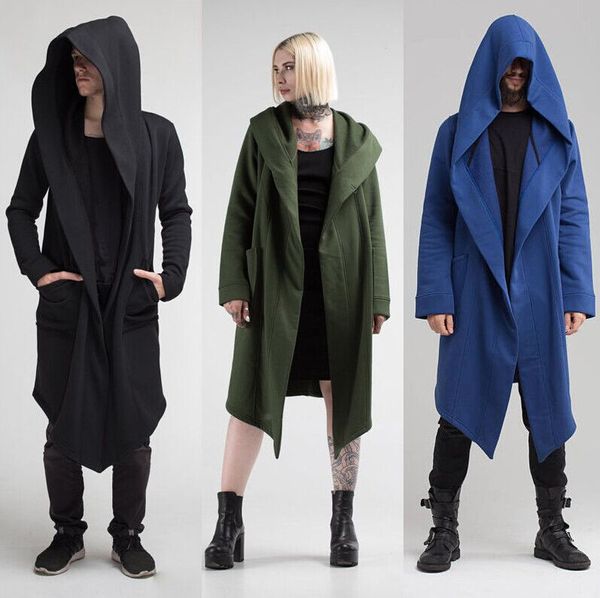 

fashion korean men's hooded jacket long sleeve cardigan gothic hoodie sweatshirt punk 2019 hoody jacket coat female outwear, Black