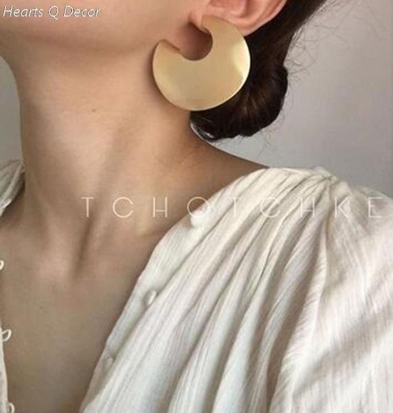 

big statement geo moon stud earrings party trendy runway t show glam fashion trendy rare jewelry, Golden;silver