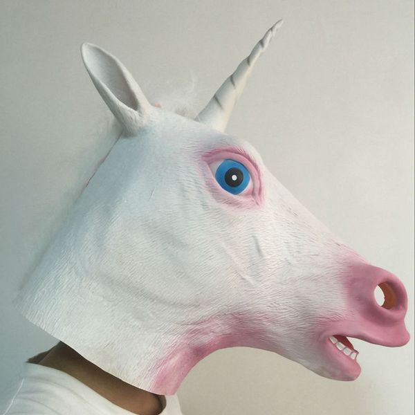 

realistic unicorn head latex masks full face halloween horse white mask masquerade party cosplay fancy costume props size