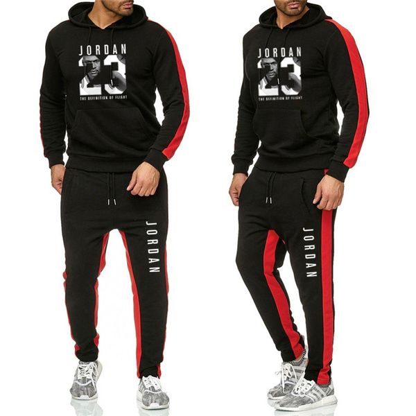 

2 et of port wear men 039 new brand autumn and winter hooded weat hirt draw tring pant men 039 triped patchwork hoodie