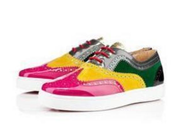 

original box] new color men boat shoes lowcasual fashion junior red bottom sneaker golfito sculpture carved flowers red sole 35-46, Black