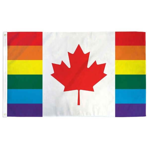 Canada Rainbow Gay Lgbt Pride Flag 3x5 ft Bandiere volanti in poliestere all'ingrosso di vendita calda, spedizione gratuita