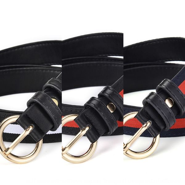 

a0upa air-eyed canvas women's plaid stripe belt all-match round striped cloth canvas striped cloth pin buckle women's personalized, Black;brown