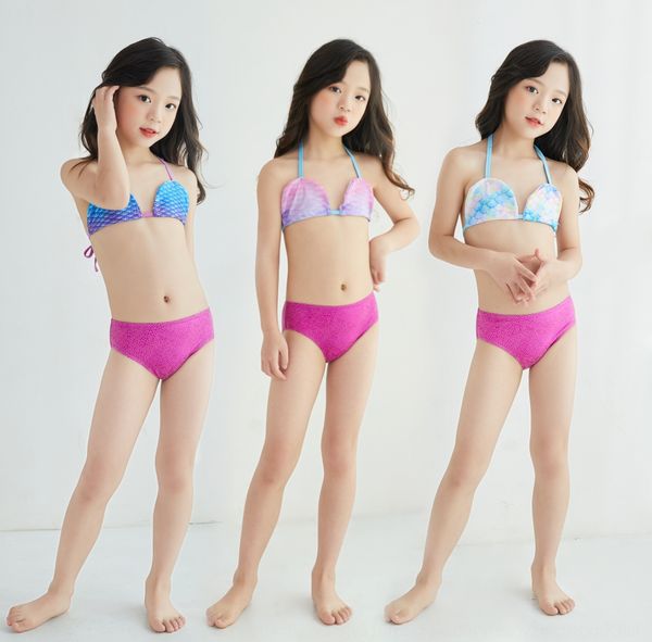 

children's girl's bikini swim swimsuit cute bikini suit mermaid split small middle and large children, White;black