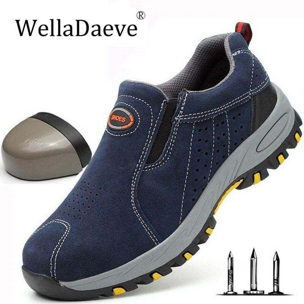 

2019 indestructible men's steel toe safety boots breathable anti-smashing puncture-proof work shoes welder safety boot sneakers, Black