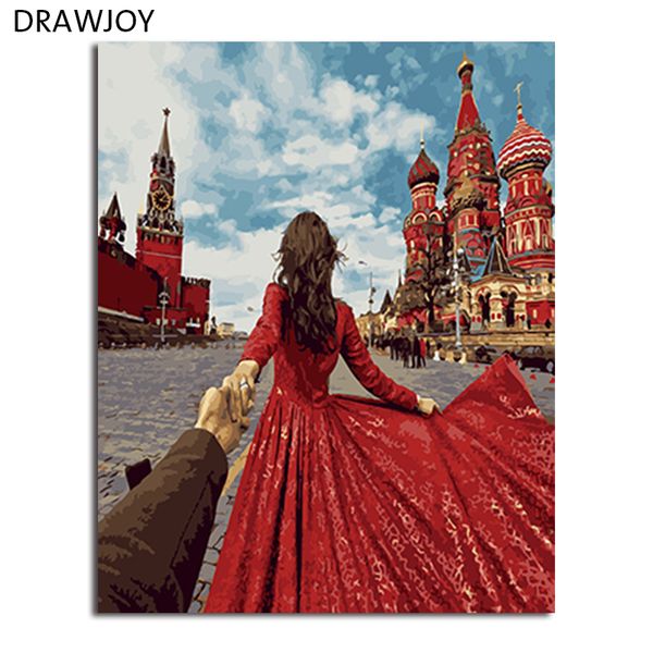 

drawjoy framed picture diy painting by numbers home decor for living room diy canvas oil painting wall art 40*50cm