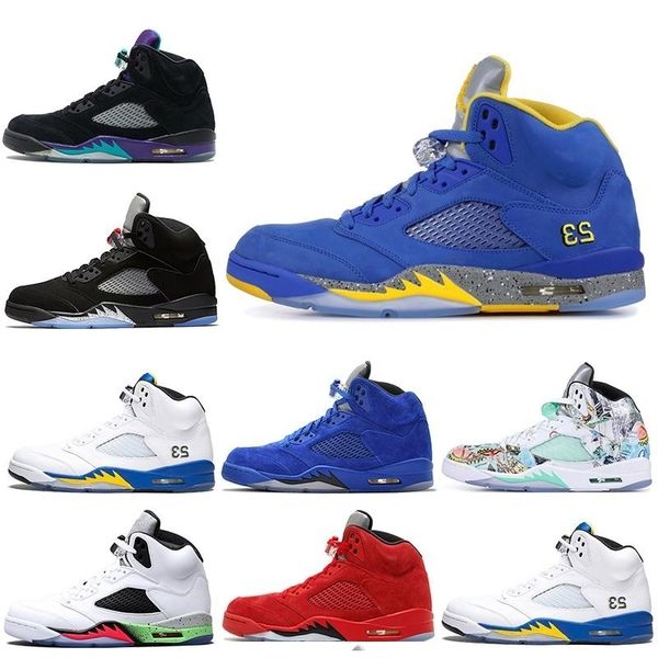 

with box men wings 5 5s basketball shoes air black grape psg black camo oreo white cement fire red designer retro sneakers