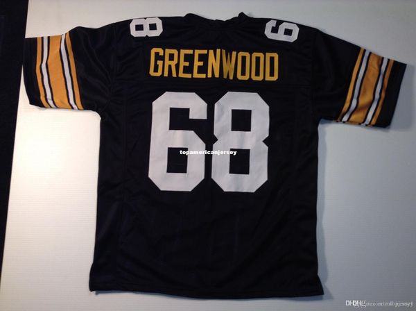 

retro custom sewn stitched #68 .c. greenwood black mitchell & ness jersey s-5xl,6xl men's football jerseys rugby, Black;blue