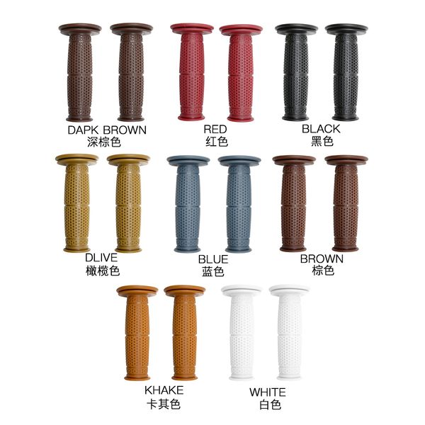 

universal 7/8'' 22mm vintage rubber motorcycle handle grips coffee motorbike handlebar grips 8 colors available