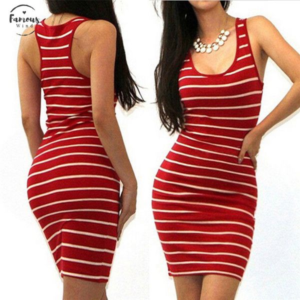 

sleeveless slim women dresses bandage dresses vest polyester tanks base bodycon dress strap party stripe mini dress a20, Black;gray