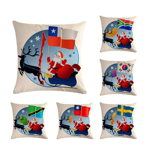 

рождество санта декоративное throw подушки дело страна flag хлопок белье подушка обложка капа almofadas 45x45cm перевозка груза падения h706