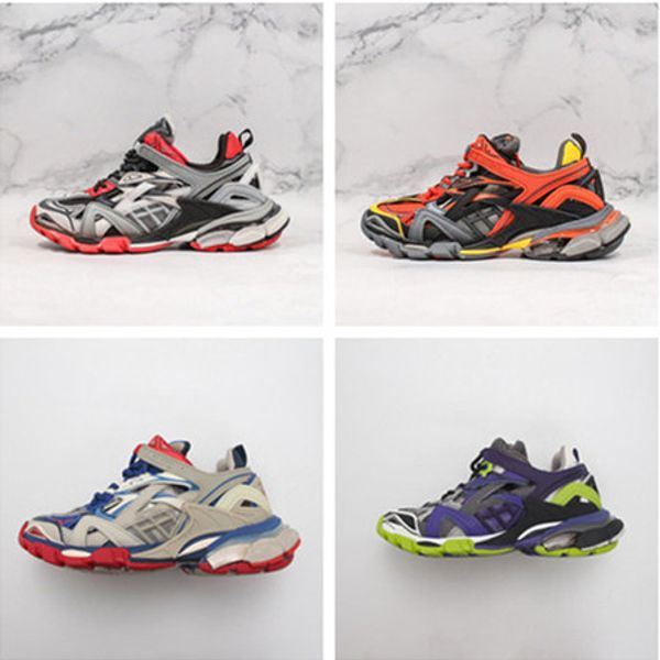 

men women casual shoes track 2 sneakers luxury designer 19fw white track2 lace-up jogging sneakers 3m triple s hiking chaussures, Black