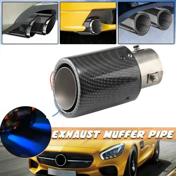 

carbon fiber luminous tail throat with high temperature resistant led light modified car exhaust pipe universal stainless steel