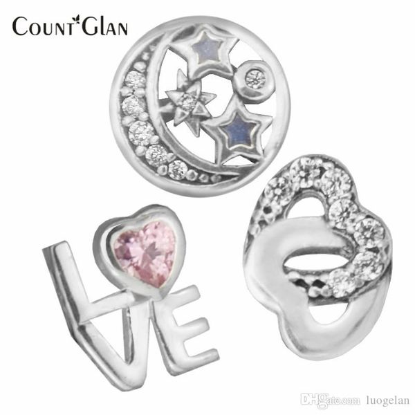 

petite elements pack in silver with heart, star and love 100% 925 sterling silver charms diy jewelry s008, Bronze;silver
