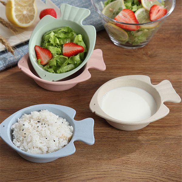 

cute plastic kid bowls children bowls baby bowls food grade wheat straw and plastic material fish design