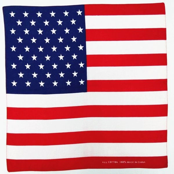 

55cm * 55cm pure cotton outdoor riding multifunctional headscarf handkerchief square scarf american flag, White