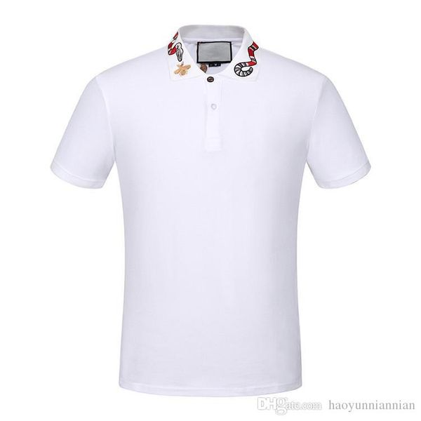 

men's luxury t-shirt spring cotton brand t-shirt snake bee printed polo shirt black and white asian size m-3xl, White;black