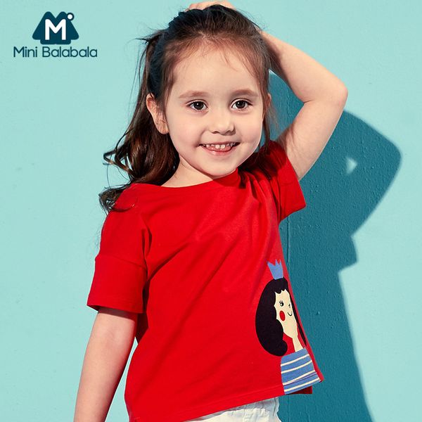 

mini balabala girls soft cotton short sleeve t shirt children kid summer tees ribbed crewneck printed tshirt baby girls, Blue
