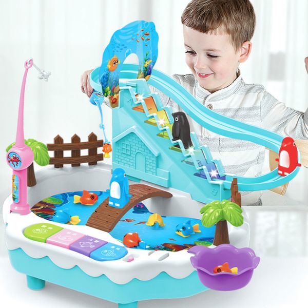 

электрическая магнитная рыбалка игрушка 3-6 лет пингвин поднимитесь лестницей музыка light play интерактивных образовательных игрушек