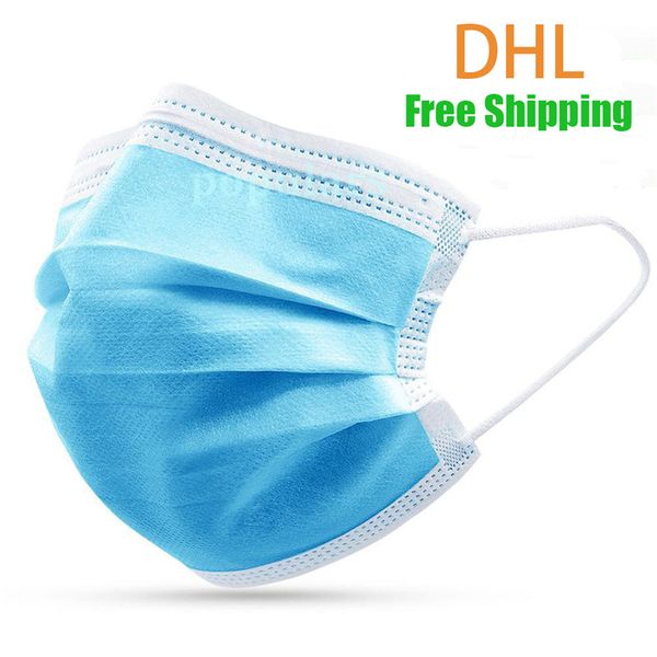 

50pcs disposable face masks 3-layers non-woven mouth elastic anti-dust anti-bacterial earloops breathing safety masks dhl