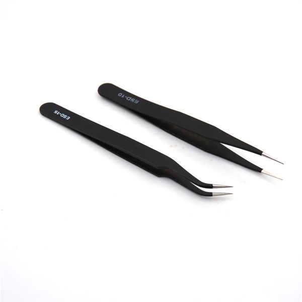 

2pc straight curved tweezer black nail sticker rhinestone picker eye makeup nail art tool