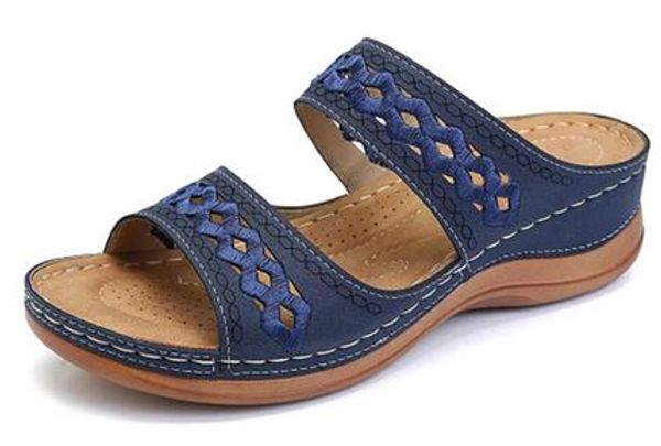 

yeeloca 2020 wedges shoes for women slippers a001 summer shoes with heels sandals flip flops xsx0054, Black