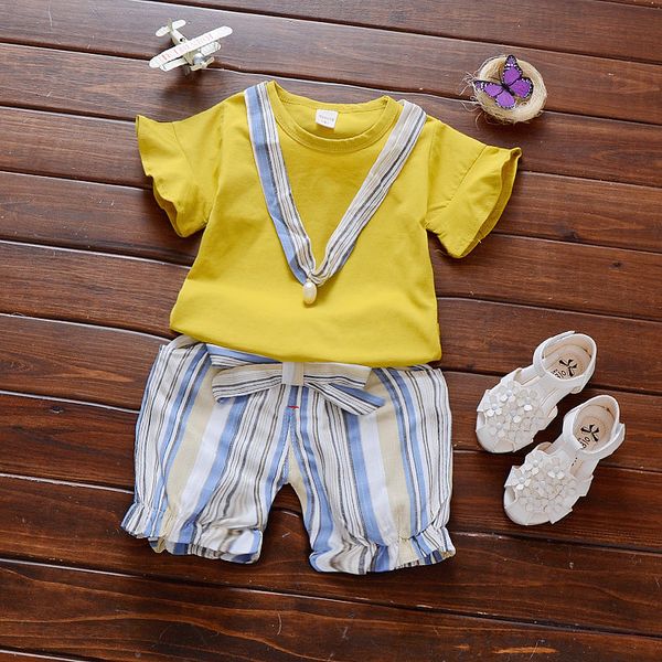 

дети девушки летний комплект одежды мода печати хлопок топ шорты брюки наряд из двух частей детская одежда набор девочек костюм 2020 новый, White