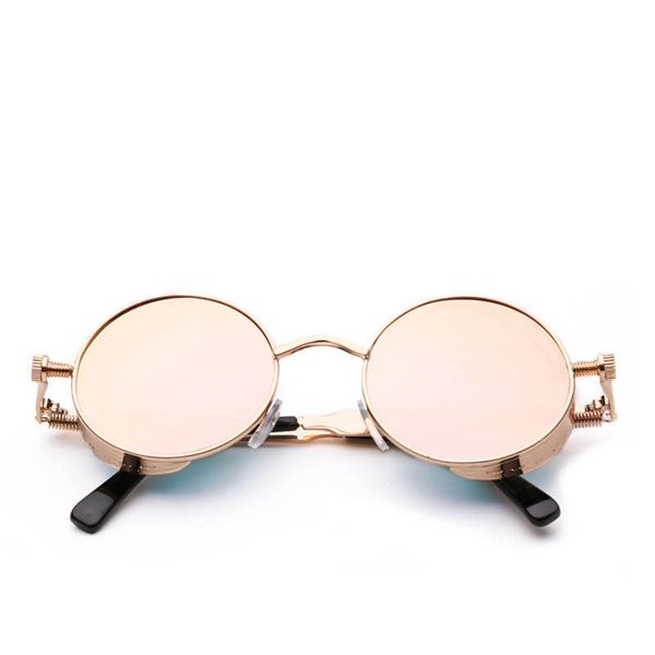 

europe and america fashion men's sunglasses metal spring punk steam round sunglasses ladies designer mirror polarized, White;black