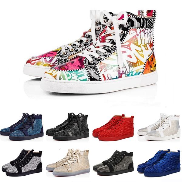 

2019 ace brand fashion designer studded spikes flats shoes red bottom shoes for men and women party lovers genuine leather sneakers