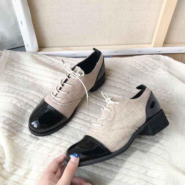 

women shoes autumn casual female sneakers flats oxfords women's all-match british style mixed colors round toe modis fall dress, Black