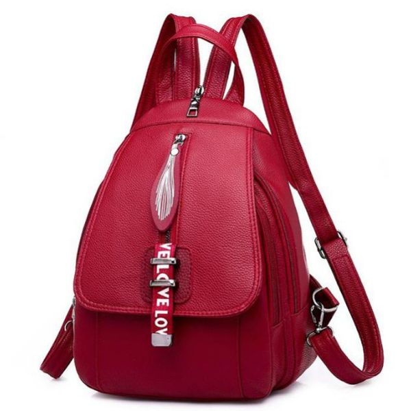 

fashion small fresh and elegant backpack simple backpack pu leather pure zip shoulder bag